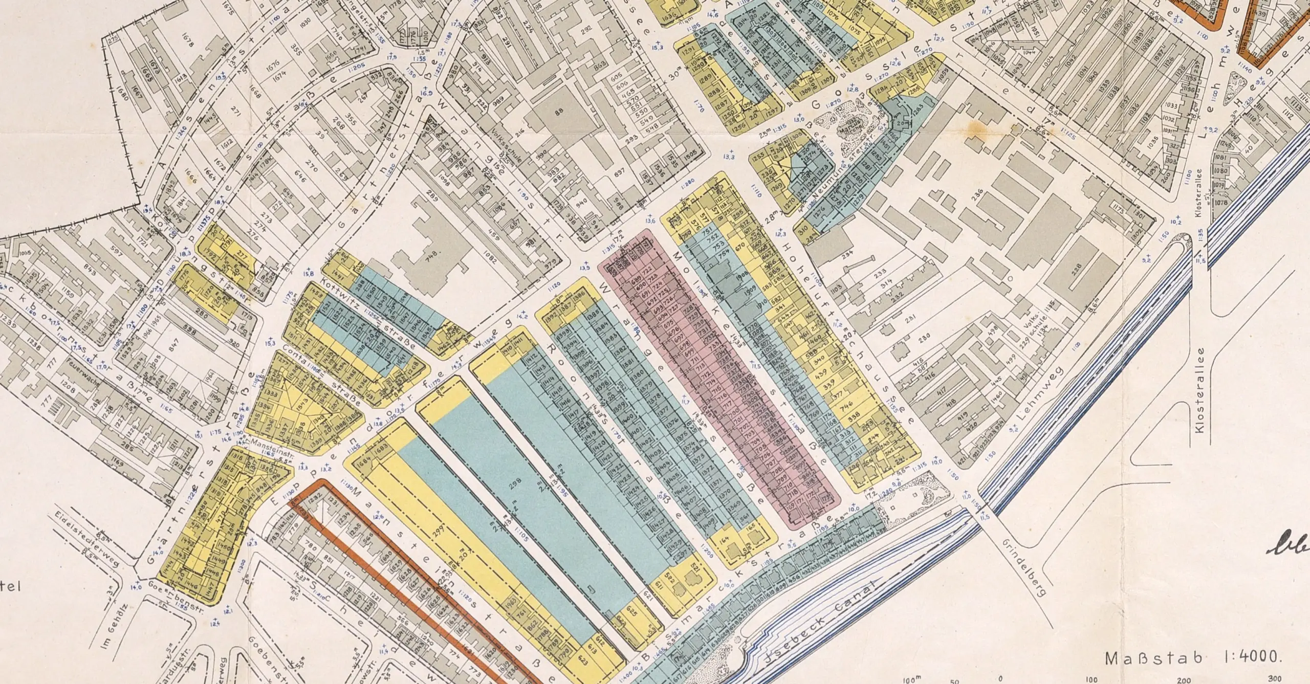 Generalsviertel im Eppendorfer Bebauungsplan von 1907/08